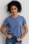 womens organic cotton relaxed crew neck t-shirt - forever blue - fair indigo fair trade ethically made