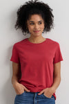 womens organic relaxed crew neck t-shirt - vintage red - fair indigo fair trade ethically made