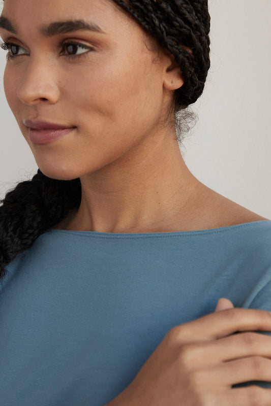 Women's Organic Elbow Sleeve Boat Neck Top (Discontinued Colors)