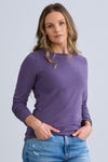 womens organic cotton long sleeve crew neck t-shirt - twilight purple lilac - fair indigo fair trade ethically made