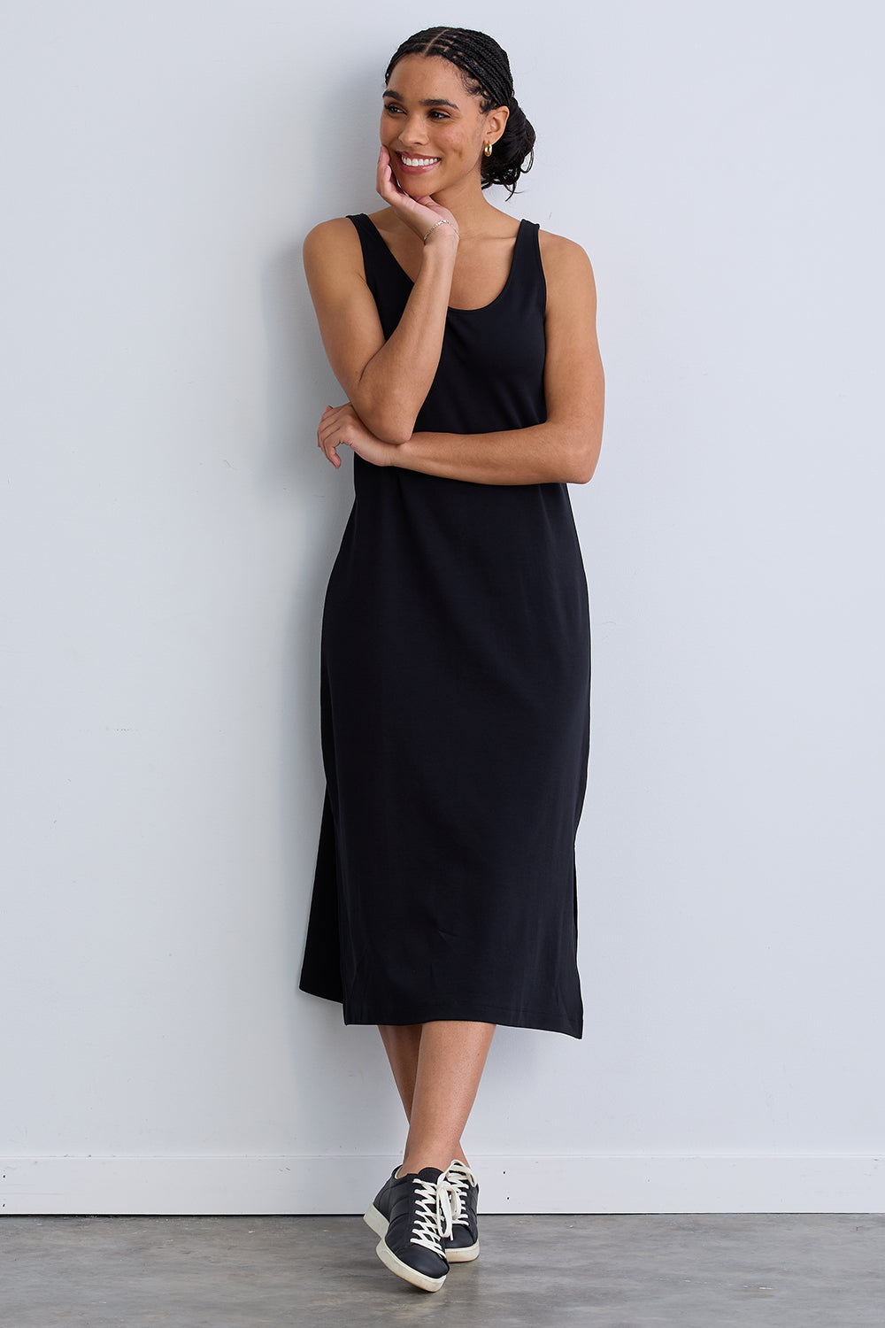 Loose Sleeveless Maxi Cotton Maxi Tank Dress Jewel Neck Tank Dress Lilla P Loose Sleeveless Maxi Cotton Maxi Tank Dress Jewel Neck Tank Dress Lilla P