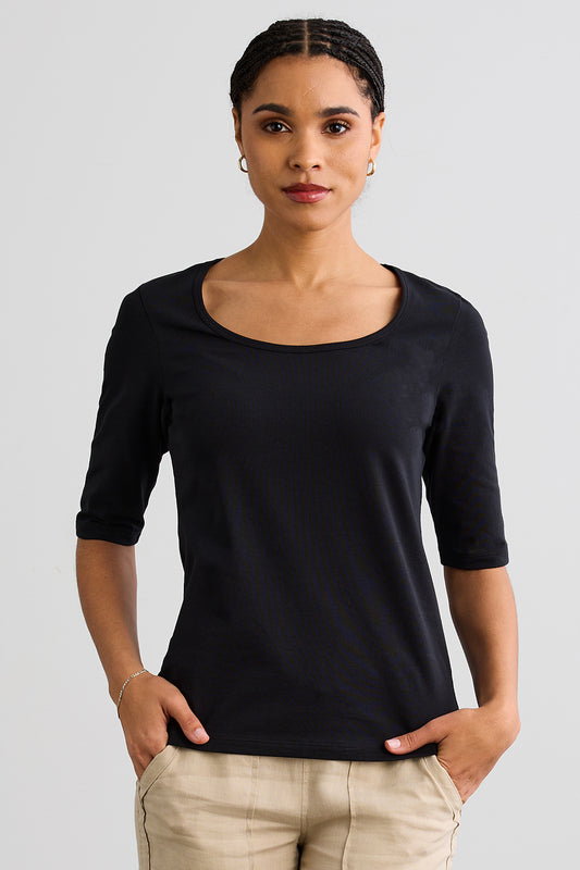 Women's Organic Elbow Sleeve Scoop Neck Tee