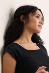 womens organic all cotton ballet neck dress - black- fair indigo fair trade ethically made