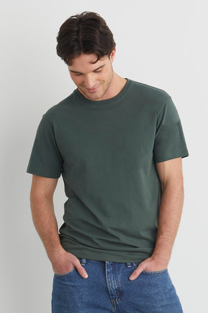 mens organic cotton tshirt- balsam green- fair trade ethically made