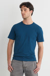 mens organic crew neck t-shirt - peacock blue - fair indigo fair trade ethically made