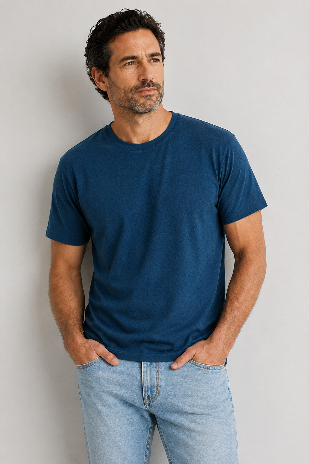 men's dress crew neck t shirts Basic Crewneck T-Shirt for Men in True Black