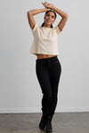 womens 100% organic cotton relaxed crop t-shirt- undyed natural beige - fair trade ethically made