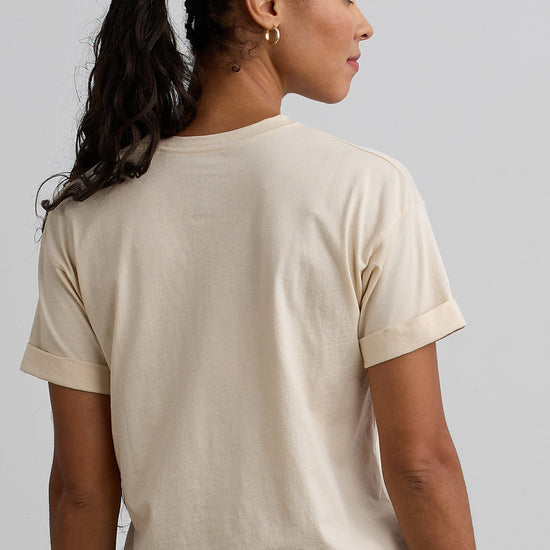 womens 100% organic cotton relaxed crop t-shirt- undyed natural beige - fair trade ethically made