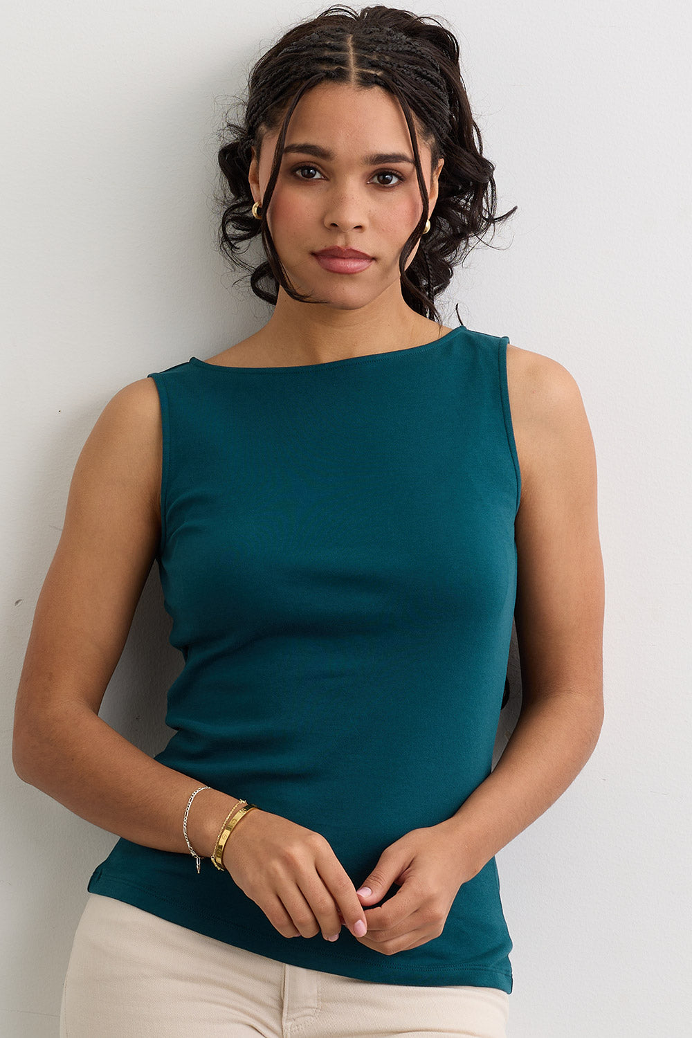 Women's Sleeveless Boat Neck Tee | 100% Organic Cotton | Fair Indigo