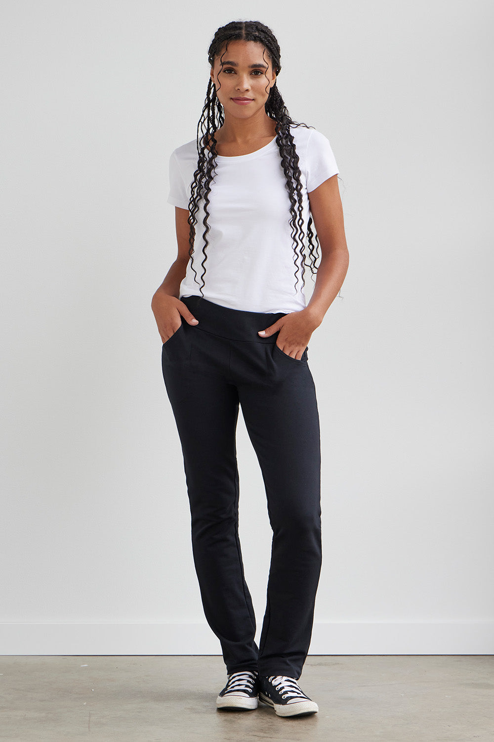 Women's Organic Knit Pants with Pockets | Fair Indigo, Size S / Black Women's Organic Knit Pants with Pockets | Fair Indigo, Size S / Black