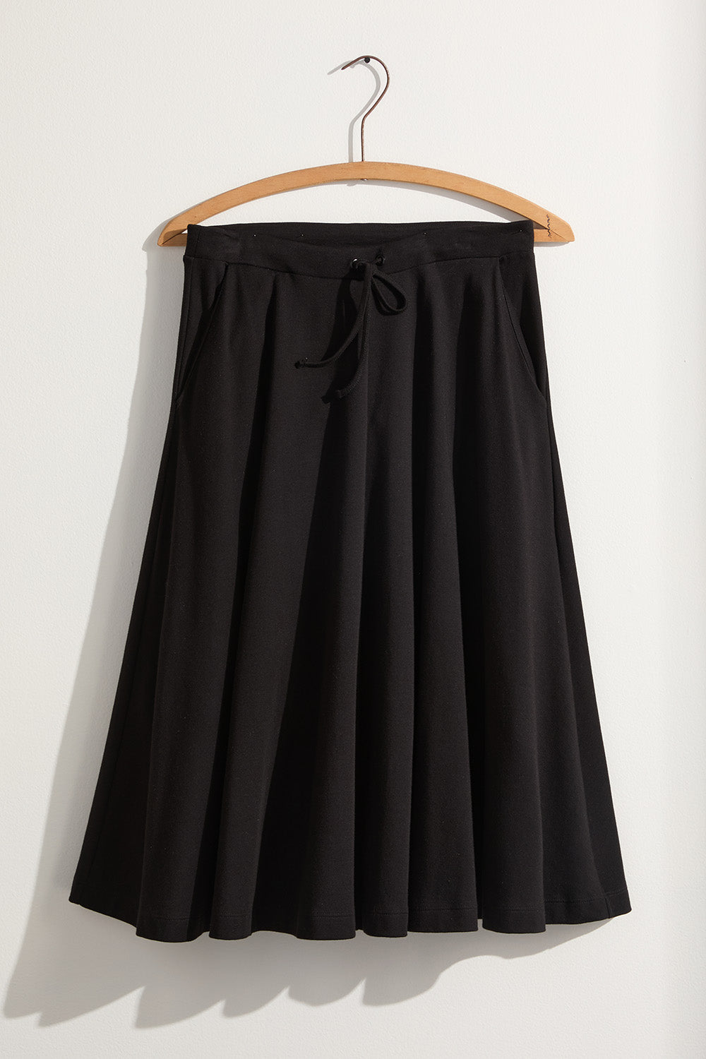 Fair Indigo Women's 100% Organic Cotton Midi Skirt with Pockets S / Black Fair Indigo Women's 100% Organic Cotton Midi Skirt with Pockets S / Black