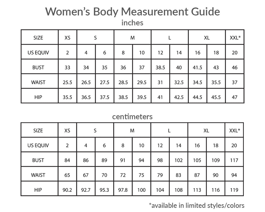 fair indigo womens size chart