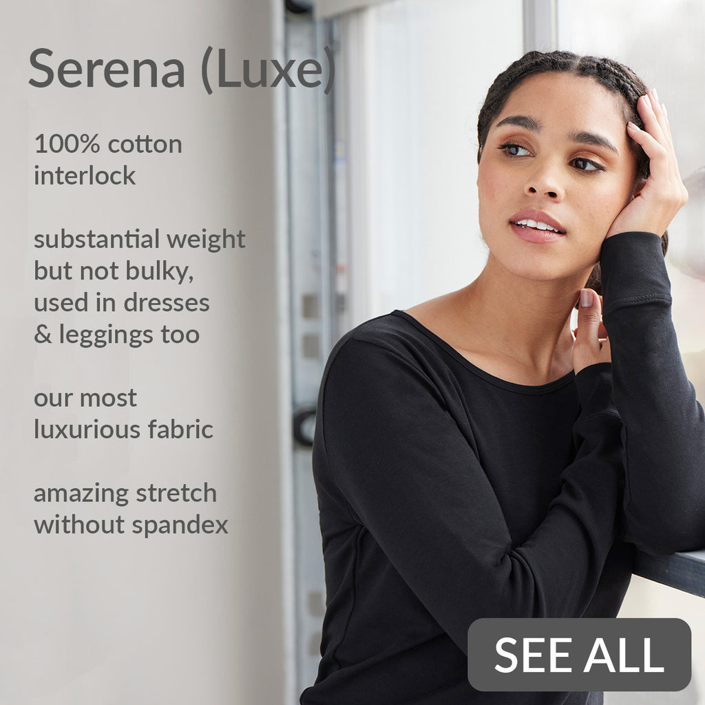organic fabric for a sustainable capsule wardrobe - serena 100% cotton interlock