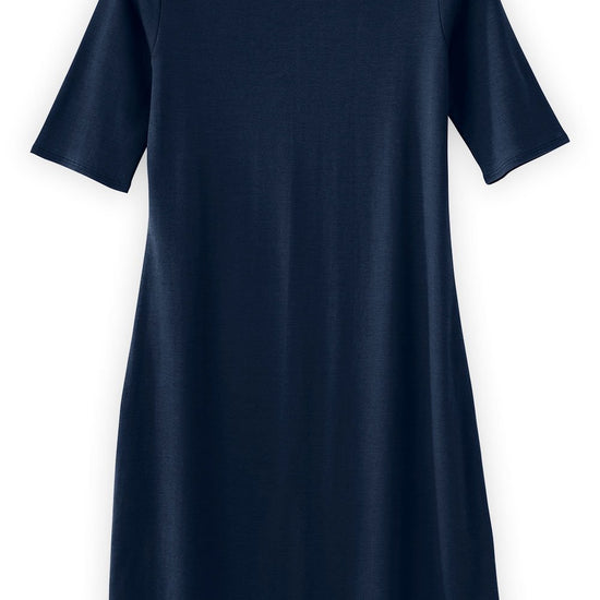 womens organic boat neck half sleeve dress- black - fair trade ethically made