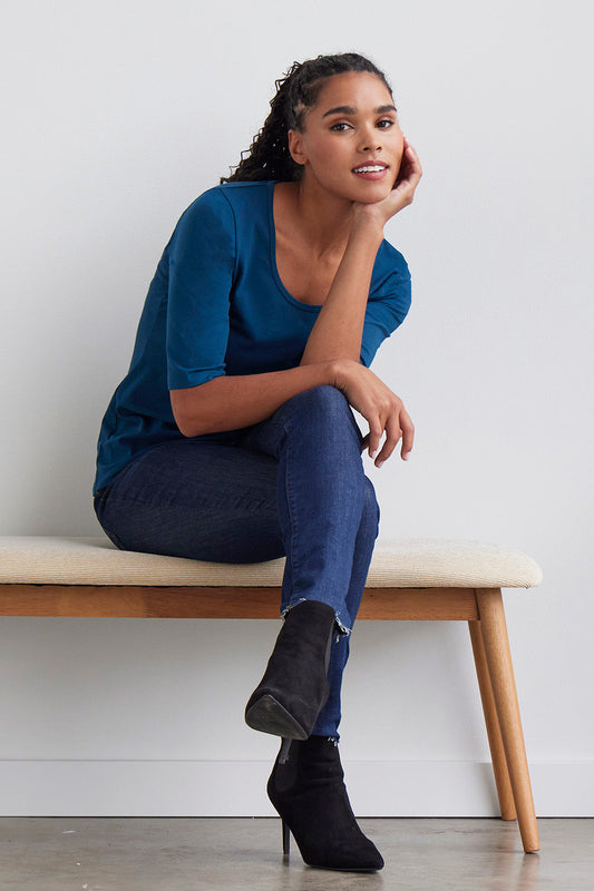 Women's Organic Half Sleeve Scoop Neck Tee (inactive skus)