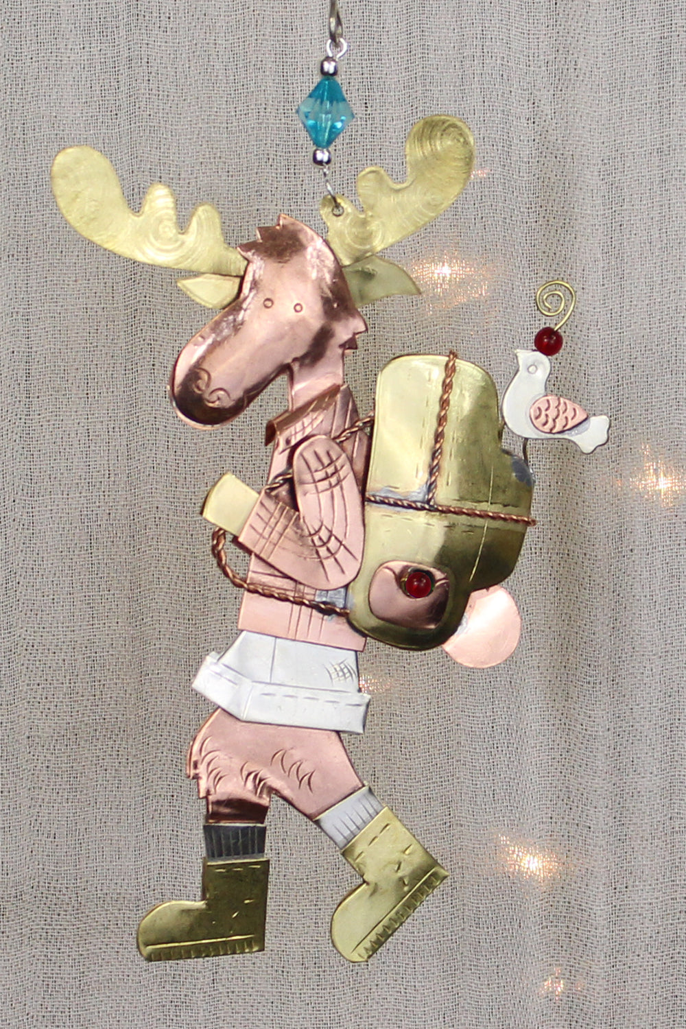 Hiking Moose Fair Trade Ornament 05420