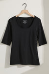 Women's Organic Cotton Elbow Sleeve Wide Scoop Neck Tee