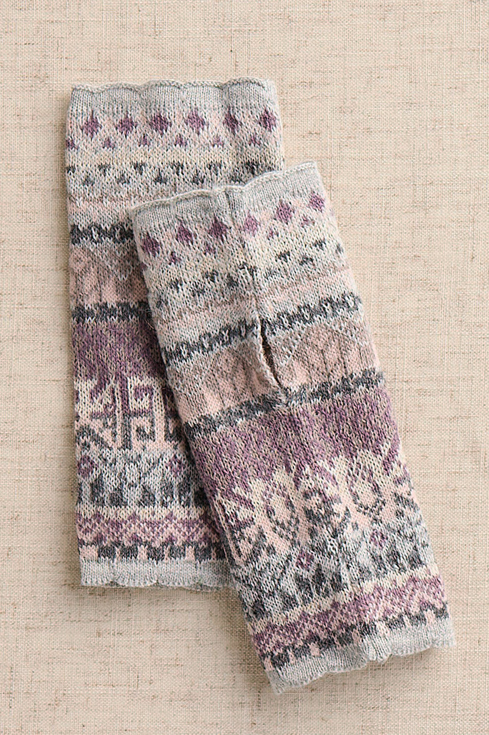 Highlands Pattern Alpaca Blend Hand Warmers - Grey