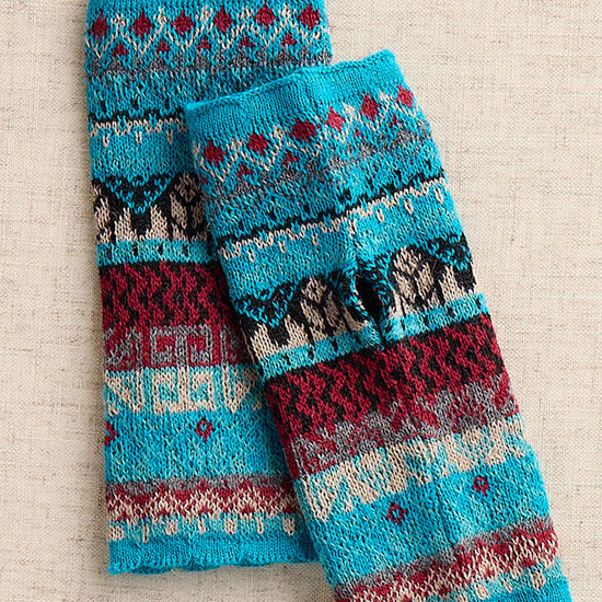Highlands Pattern Alpaca Blend Hand Warmers - Turquoise
