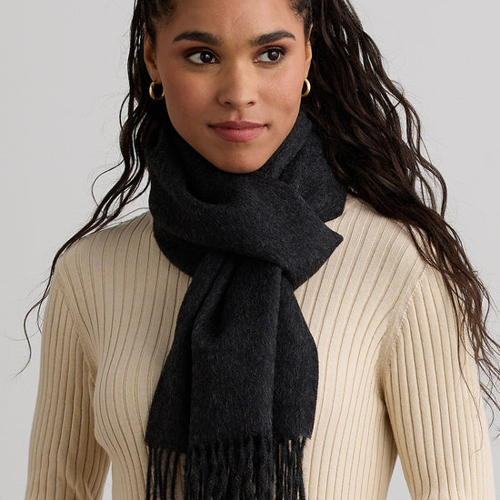  baby alpaca scarf - charcoal grey gray - fair trade - ethically made - fair indigo