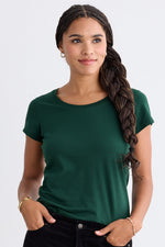 Women's Organic Cotton Scoop Neck Tee | Dark Pine Green | Fair Indigo | Ethically Made Clothing | Fair Trade Clothes