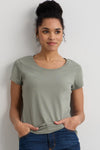 womens organic cotton scoop neck t-shirt - sage green - fair indigo fair trade ethically made