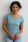 womens organic cotton scoop neck tee - soft turquoise - fair indigo fair trade ethically made