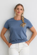 Women's Organic Cotton Relaxed Crew Neck T-shirt | Storm Blue | Fair Indigo | Ethically Made Clothing | Fair Trade Clothes