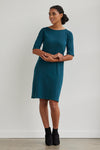 fair indigo womens organic boat neck half sleeve dress - deep teal blue green