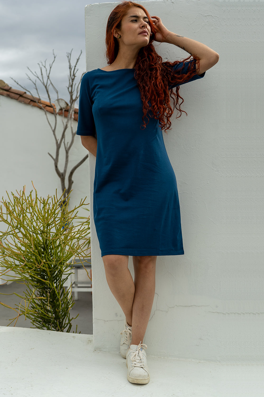 Women's 100% Organic Cotton T-Shirt Dress L / Peacock Women's 100% Organic Cotton T-Shirt Dress L / Peacock