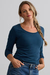 Women's Organic Cotton Long Sleeve Scoop Neck Tee | Dark Ocean Blue | Fair Indigo | Ethically Made Clothing | Fair Trade Clothes
