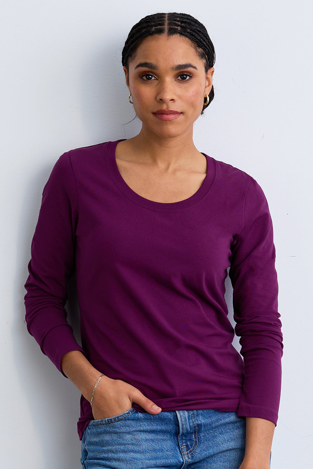 Women's Scoop Neck Long Sleeve Top | Fair Indigo