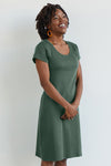 womens organic cotton scoop neck t-shirt dress - balsam green - fair indigo fair trade ethically made