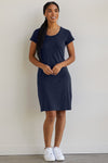 womens organic cotton scoop neck t-shirt dress - navy blue - fair indigo fair trade ethically made