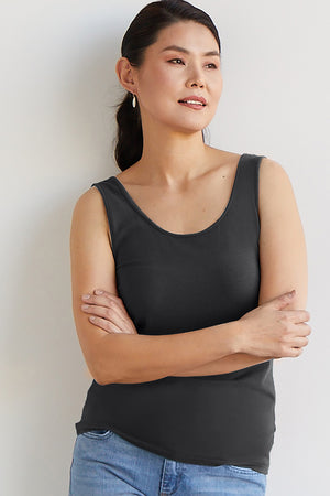 womens organic reversible neck 2 in 1 tank - black - fair indigo fair trade ethically made