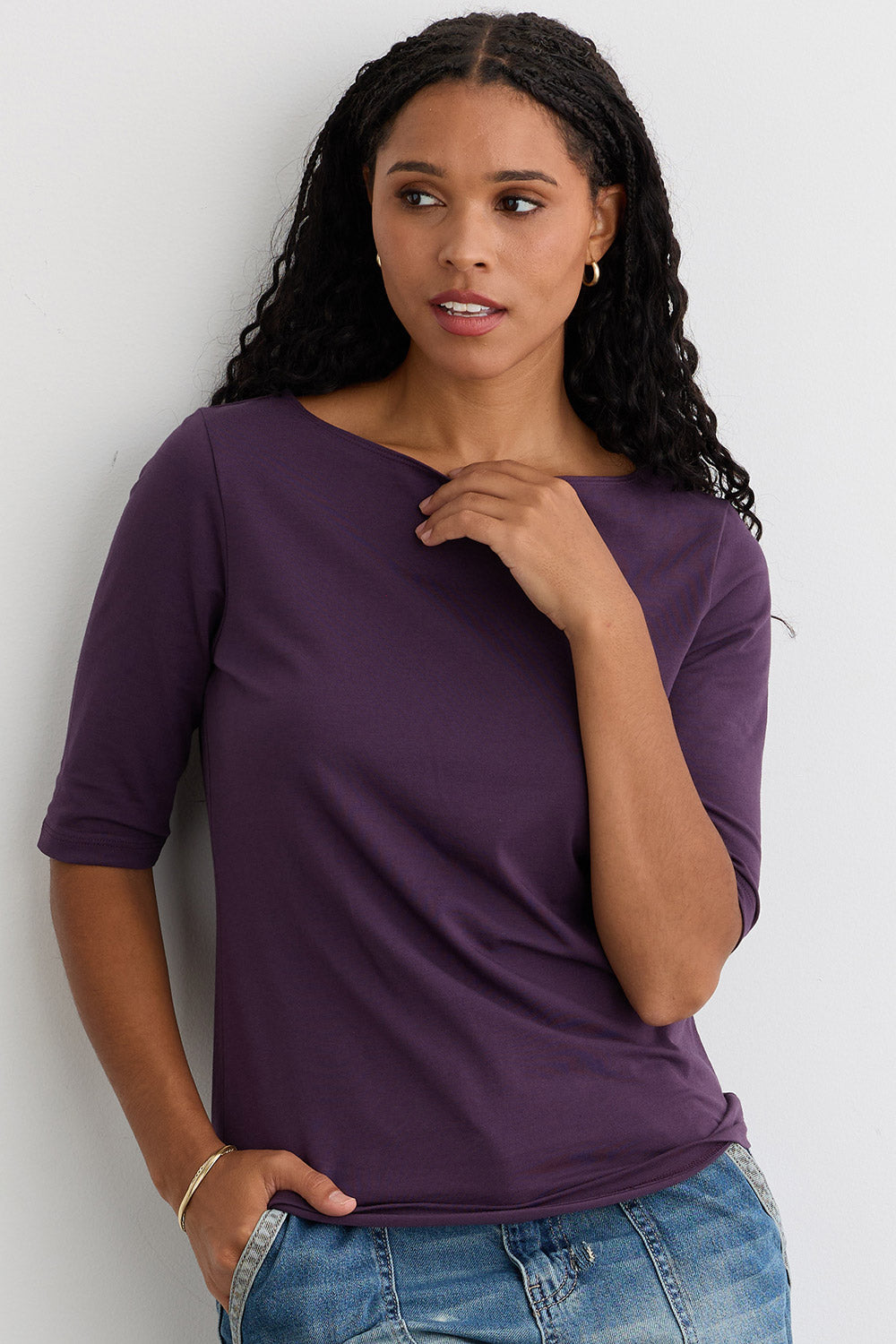 Women's Organic Boat Neck Top and T-Shirt | Fair Indigo