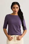 womens organic half sleeve boat neck tee- purple twilight lilac - fair trade ethically made