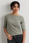 Women's Organic Cotton Boat Neck Tee | Sage Green | Fair Indigo | Ethically Made Clothing | Fair Trade Clothes
