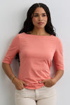 Women's Organic Cotton Elbow Sleeve Boat Neck Top