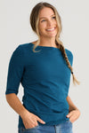 Women's Organic Elbow Sleeve Boat Neck Top