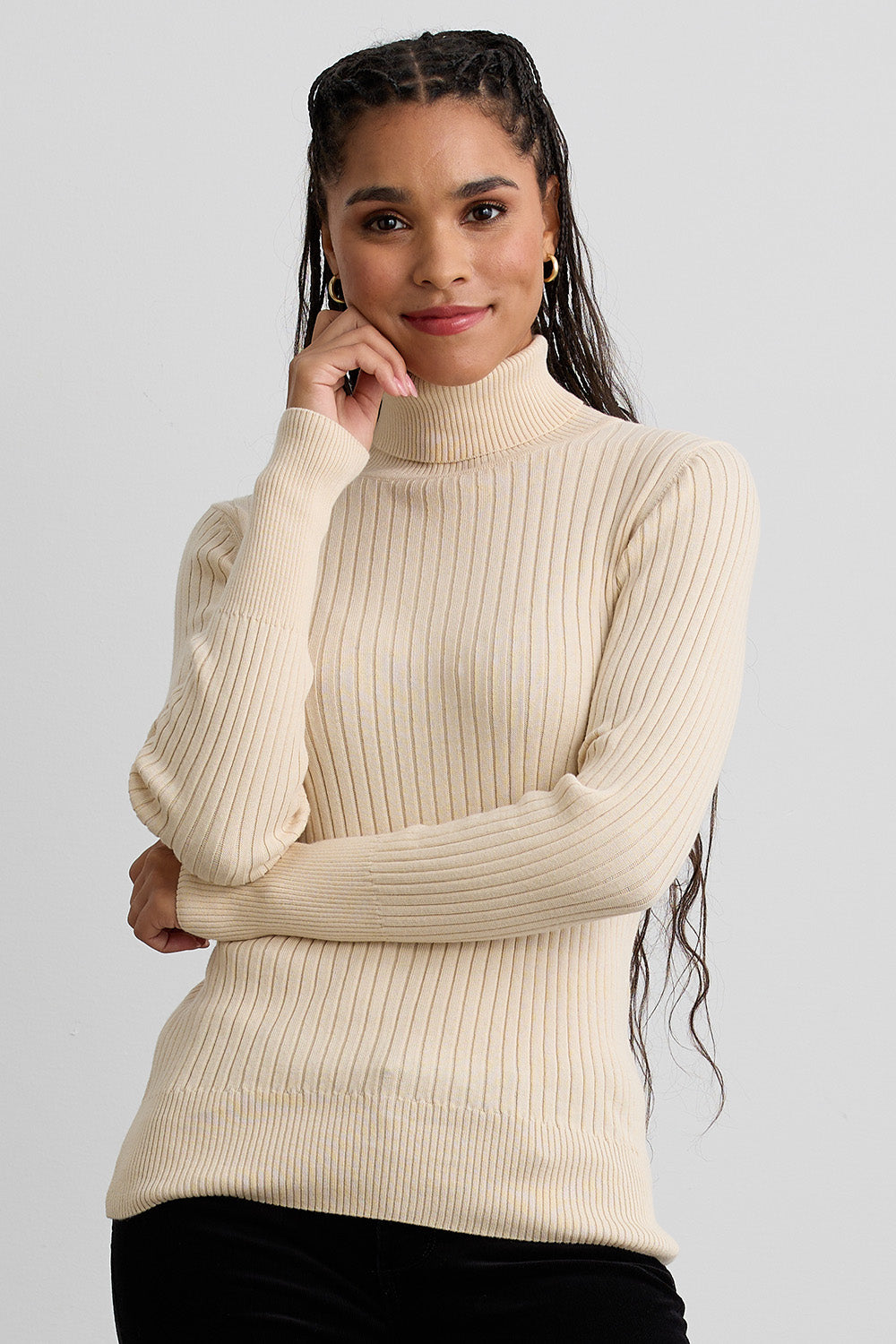 Turtleneck Winter Sweaters Canada Women's Cotton Ribbed Turtleneck