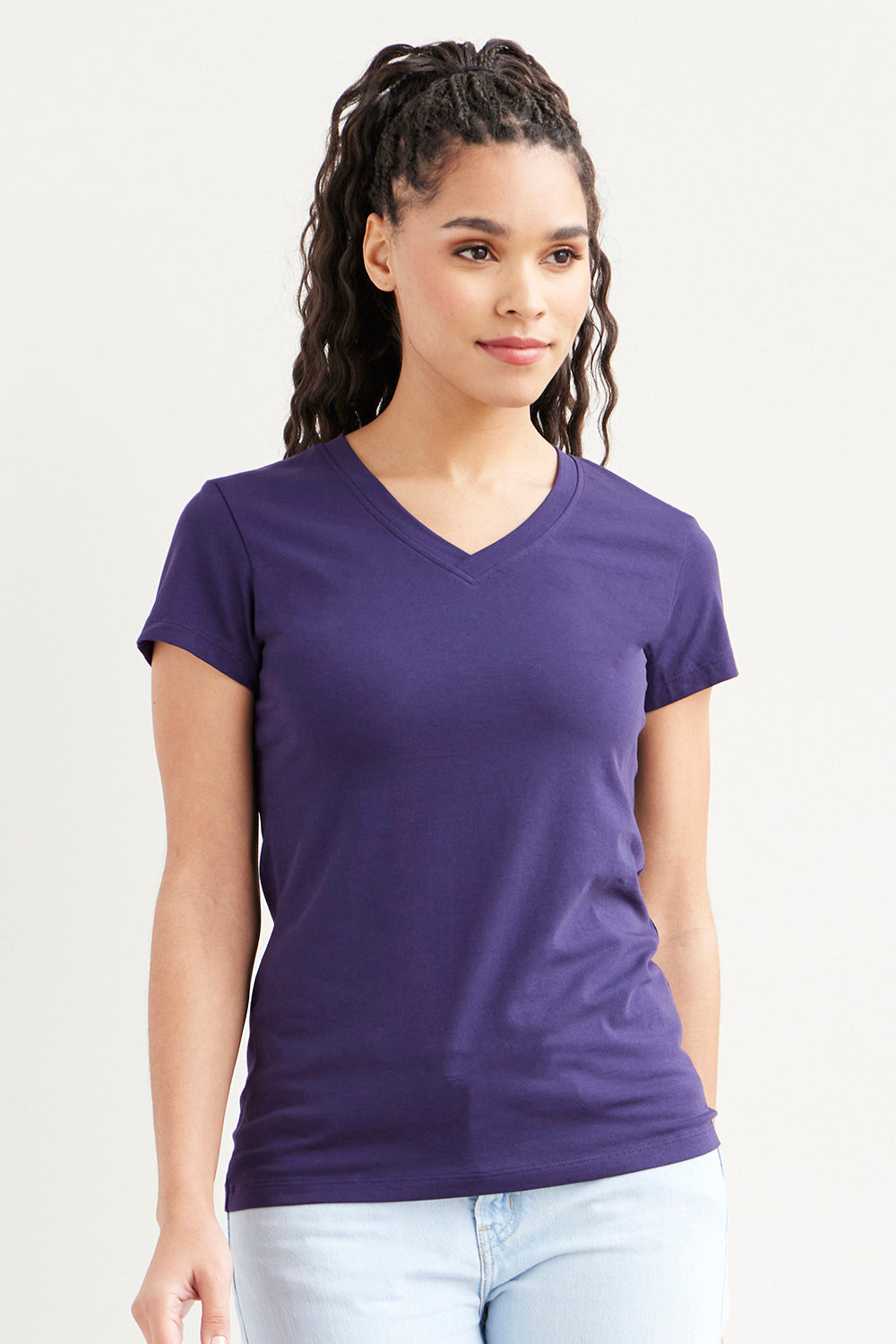 Trendy and Organic v shape collar t shirt for All Seasons