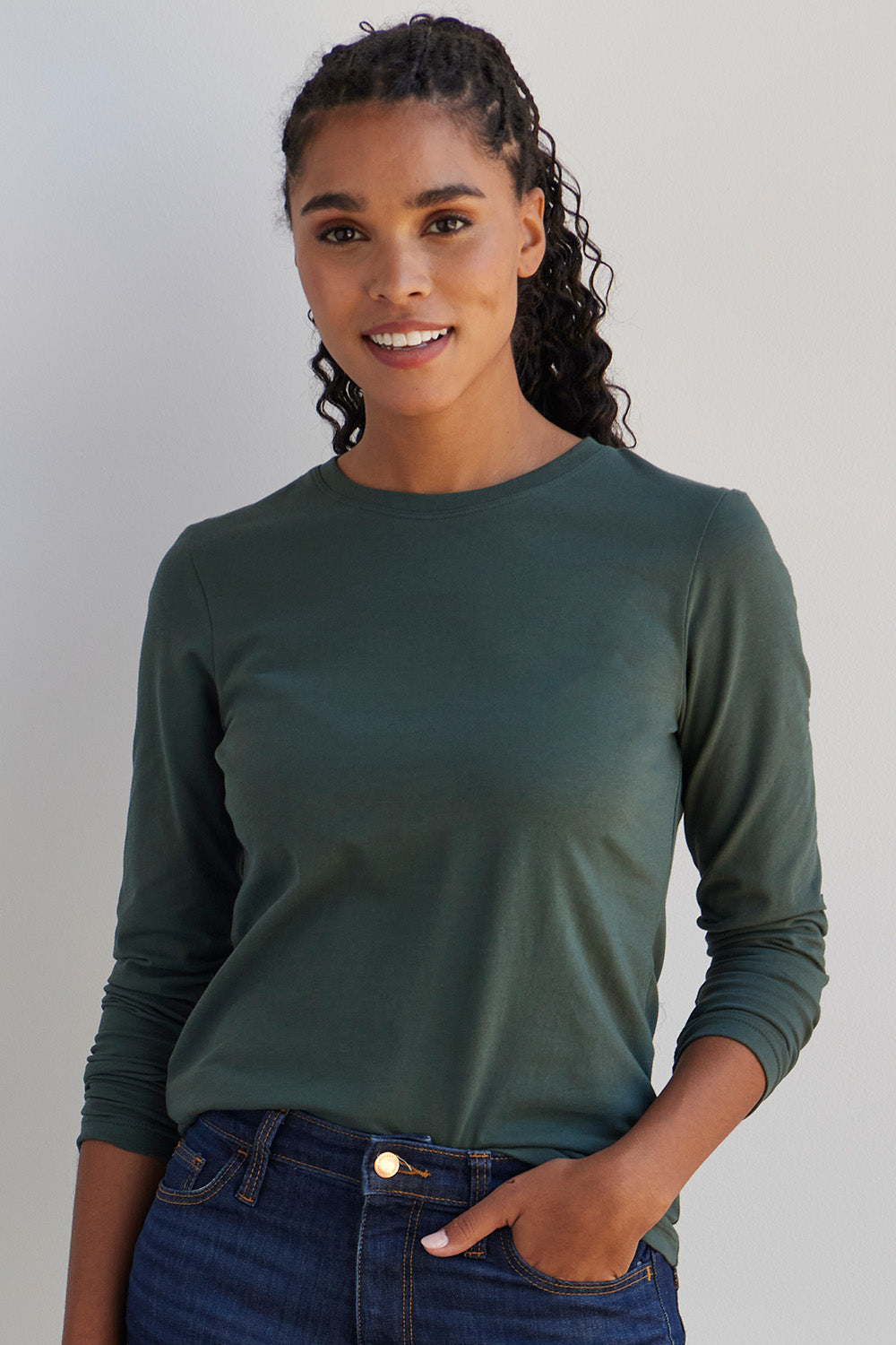 Womens crew neck hot sale long sleeve t shirts