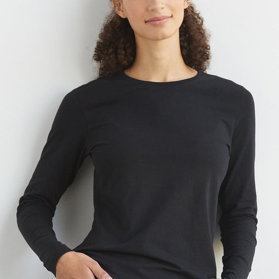 Women's Long Sleeve Crew Neck T-Shirt | Fair Indigo, Size M / Black Women's Long Sleeve Crew Neck T-Shirt | Fair Indigo, Size M / Black
