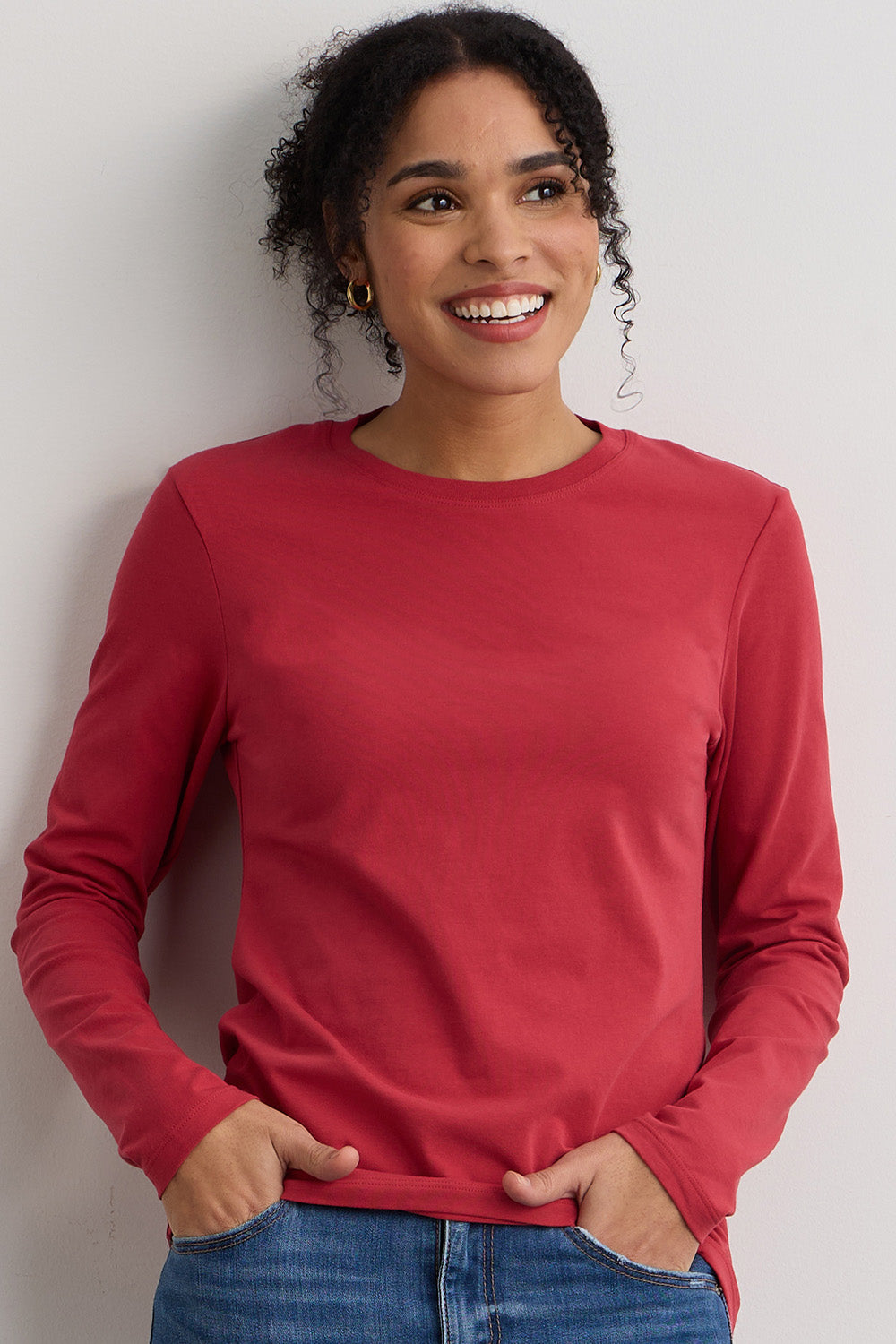 Long sleeve red shirt womens outlet