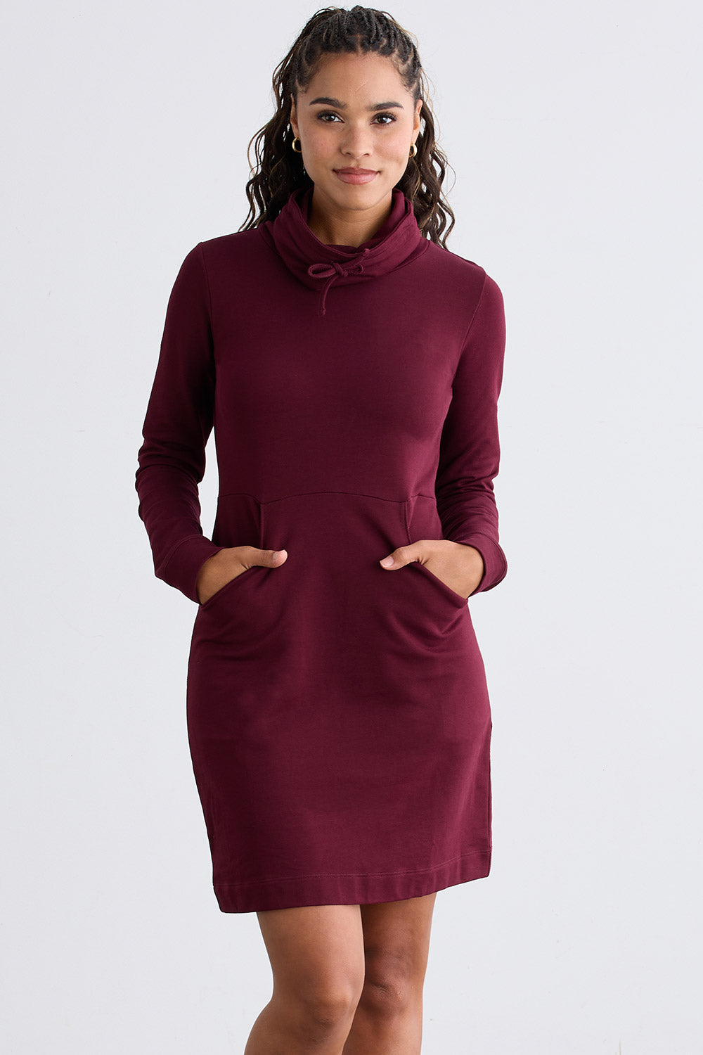white christmas dresses Buy Maroon Cotton Square-Neck Midi Cotton Dress main image 1