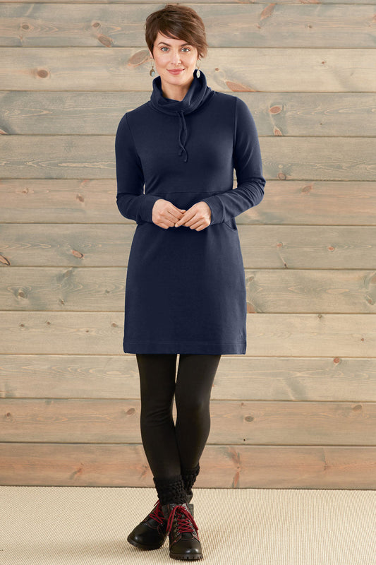 Women's Organic French Terry Weekend Dress - Midnight Navy