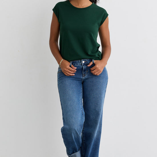 Women's Organic Cotton Cap Sleeve Easy Tee - Dark Pine
