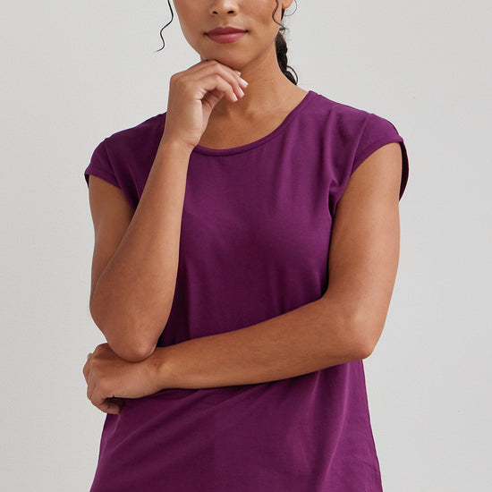 womens organic easy t-shirt - plum purple- fair indigo fair trade ethically made