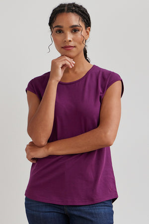womens organic easy t-shirt - plum purple- fair indigo fair trade ethically made